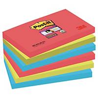 Pack 6 blocos 90 notas adesivas Post-it Super Sticky - cores Bora Bora