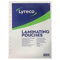 Pack de 100 bolsas de plastificar LYRECO A3 250micras transparente