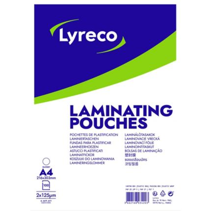 slinger een paar ontbijt Lyreco lamineerhoezen voor warmlaminatie, A4, 250 micron, glanzend, per 100