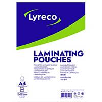 Lyreco lamineerhoezen voor warmlaminatie, A4, 250 (2x125) mic, glanzend, per 100