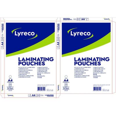 lyreco laminating a4 pouches micron gloss pack