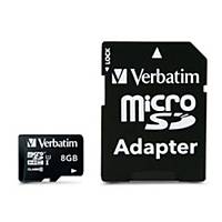Carte mémoire Verbatim micro SDHC classe 10 avec adaptateur 8Go