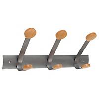 Alba coat hook, made of metal and wood, for wall mounting, set of 3