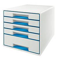 Leitz Schubladenbox 5214 WOW, 5 Schubladen, weiß/blau