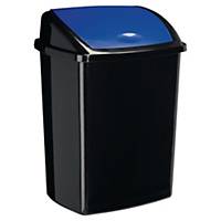 bin black with plastic swing lid 50l blue