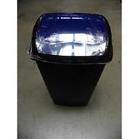 Contentor de reciclagem com tampa basculante Cep - 50 L - preto - tampa azul