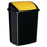 bin black with plastic swing lid 50l yellow