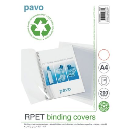 Clear/Transparent Pack of 100 PAVO Premium A4 280 μ PP Glass Cover