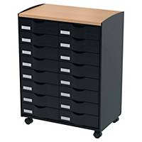 Paperflow mobile organiser with 16 drawers W 55,2 x H 74,5 x D 35 cm black
