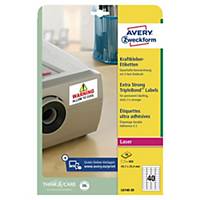 Etiquette de sécurité ultra-adhésive Avery L6140-20 45,7x25,4 mm blanche par 800