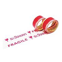 SCOTCH 309P OPP TAPE PRINTED  FRAGILE  SIZE 2  X 54.70 YARDS CORE 3  WHITE/RED