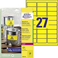 Avery Zweckform L6105-20 Wetterfeste Etiketten, 63,5 x 29,6mm, gelb, 540Stk/Pack