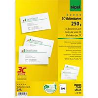 Cartes de visite 3C, Sigel LP800, A4, 85x55mm, 250g. blanc, emballage de 100 pcs