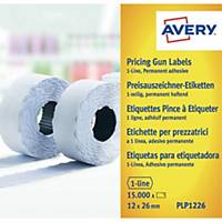 Etiket Avery, til prismærkepistol, 1 linje, 26 x 12 mm, hvid, 10 ruller