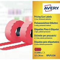 Etiket Avery, til prismærkepistol, 1 linje, 26 x 12 mm, rød, 10 ruller