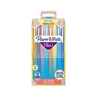 Paper Mate Flair Pen, 1.1mm Medium Tip, Assorted Colours, Wallet of 16