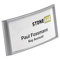 Durable Name Badge w/Combi Clip 30x65mm Silv - Pack of 10