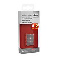 SuperDym Magnets SIGEL Artverum, 10 x 10 x 10 mm, silver, package of 6 pcs