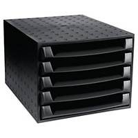 Exacompta ECOBlack Recycled THE BOX Open 5 Drawer Set, Black