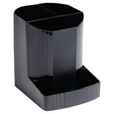 Exacompta MINI-OCTO ECOBlack Recycled Pen Pot, 3 Sections, Black