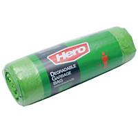 ฮีโร่ HERO ถุงขยะพลาสติกชนิดม้วน 24X28 นิ้ว สีเขียว แพ็ค 20 ใบ