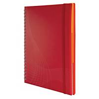 Notizio Kunststoff-Cover Notizbuch 7035, spiralgebunden, kariert, DIN A4, rot