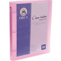 ORCA FHA-202 3 O-Ring Display File Refillable A4 20 Pockets Pink