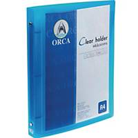 ORCA FHA-202 3 O-Ring Display File Refillable A4 20 Pockets Blue
