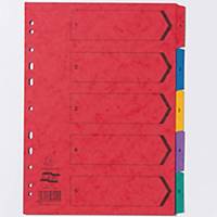 Exacompta Europa Pressboard A4 Printed Indices, 5 Part (1-5), Assorted Colours