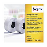 RL1200 AVERY PL2/8 PERM LABEL 16X26MM WH