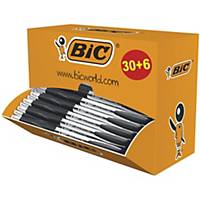 BIC Atlantis Retractable Ball Pen Med 1.0mm Black - Pack of 30+6