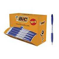 Pack de 30+6 bolígrafos retráctiles Bic Atlantis - azul