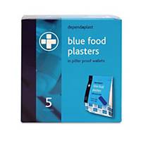 BOX OF 5 DEPENDAPLAST PILFER PLASTERS BLUE