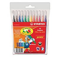 Stabilo® Power 280 felt-tip pens, assorted colours, pack of 12