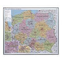Administracyjno-drogowa mapa Polski 2x3, magnetyczna w ramie aluminiowej