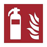 Fire Safety Sign, Fire Extinguisher, not luminescent, 148 x 148 mm, red/white
