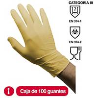 Caja de 100 guantes desechables Rubberex LAT100.PF - látex - talla 7