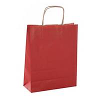 Pack de 50 bolsas de papel Kraft con asa - 310 x 250 x 110 mm - rojo