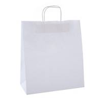 Pack de 50 bolsas de papel Kraft con asa - 310 x 250 x 110 mm - blanco