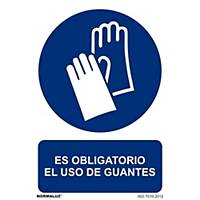 Placa  obligatorio el uso de guantes   - PVC - 297 x 210 mm