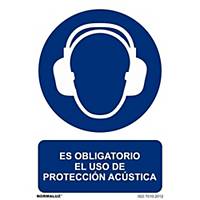 Placa de ES OBLIGATORIO EL USO DE PROTECCIÓN ACÚSTICA de PVC 297 x 210 mm