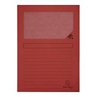 Folder z okienkiem EXACOMPTA, karton, A4, 120 g, czerwony, 100 sztuk