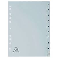 Dividers in PP A4 1-10 tabs grey