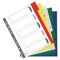 Exacompta dividers in PP A4+ 1-5 tabs assorted colours