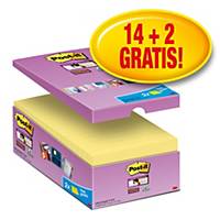 Pack promo Post-it® Super Sticky Notes 655-P16, jaune, 76x127 mm, 14+2 GRATUITS