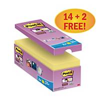 3M Post-it® 654 Super Sticky jegyzettömb, 76 x 76 mm, sárga, 16 tömb/90 lap