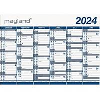 Vægkalender, 0654 00, 2 x 6 måneder, 2024, 100 x 70 cm, pp, blå