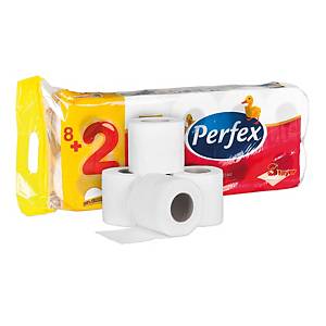 Perfex toaletní papír, 3-vrstvý, 120 útržků, bílý, 10 kusů/balení