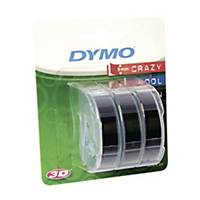 BX3 DYMO 3D LAB TAPE  9MM BLACK BLIST