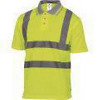 Deltaplus Offshore Hi-Vis Short Sleeve Polo Shirt, Size L, Yellow